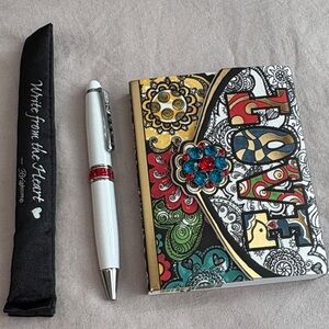 Brighton  Artistic Journal and Pen Set with Red and Yellow Accents.